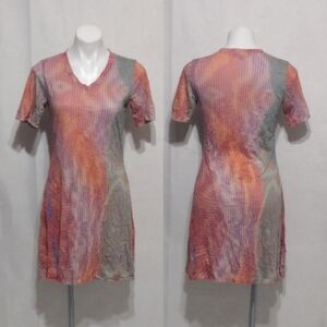 Carine Multicolor Horizon Stripe Flowy A-Line Dress V-Neck Boho Casual Summer XS